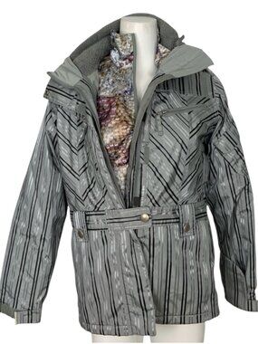 686 Smarty Tech 3 in 1 Snowboarding Jacket S Gray Striped